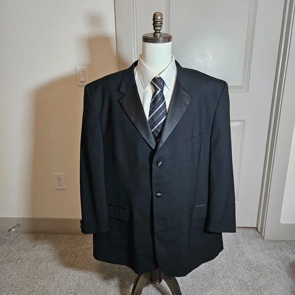Linea Uomo 54L‎ 2PC Tuxedo Men Pants 50 x 28 Wool Black